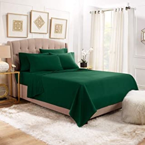 KING - EMERALD GREEN - 6 Piece Cooling Bamboo Sheet Set - Picture 1 of 3